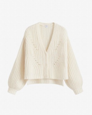 Cuyana Alpaca Wol Cropped Cardigan Dames Wit | RJL9825XJ