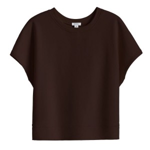 Cuyana French Terry Kort Sleeve Sweatshirts Dames Donkerbruin | OLC9628IE