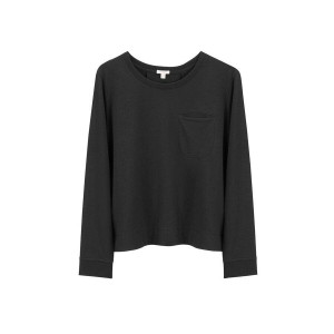 Cuyana French Terry Pleat-Back Sweatshirts Dames Zwart | VQF195ML