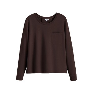 Cuyana French Terry Pleat-Back Sweatshirts Dames Donkerbruin | ZXK10073SD