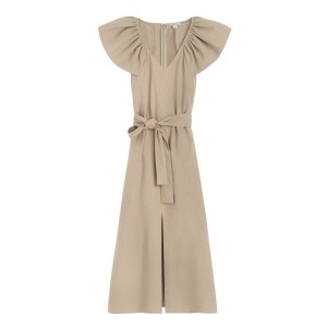 Cuyana Linen Flutter Sleeve Jurk Dames Bruin | DJF9783NP