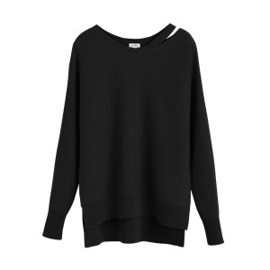 Cuyana Recycled Cashmere Split-Neck Truien Dames Zwart | ZUG4432SL