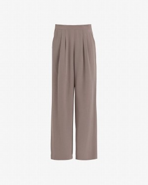 Cuyana Silk Brede-Leg Broek Dames Lichtbruin | DWK1258BD