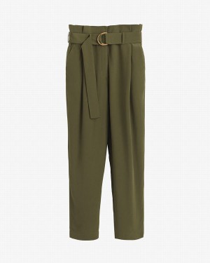 Cuyana Silk Paperbag Broek Dames Donkergroen | UBN2789GX