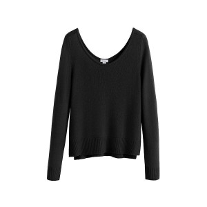 Cuyana Single-Origin Cashmere Scoop Neck Truien Dames Zwart | HMB566GQ