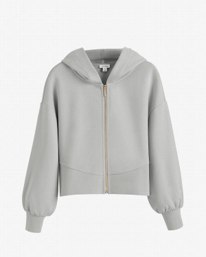 Cuyana Terry Zip Front Hoodie Dames Grijs | KVI1578QQ