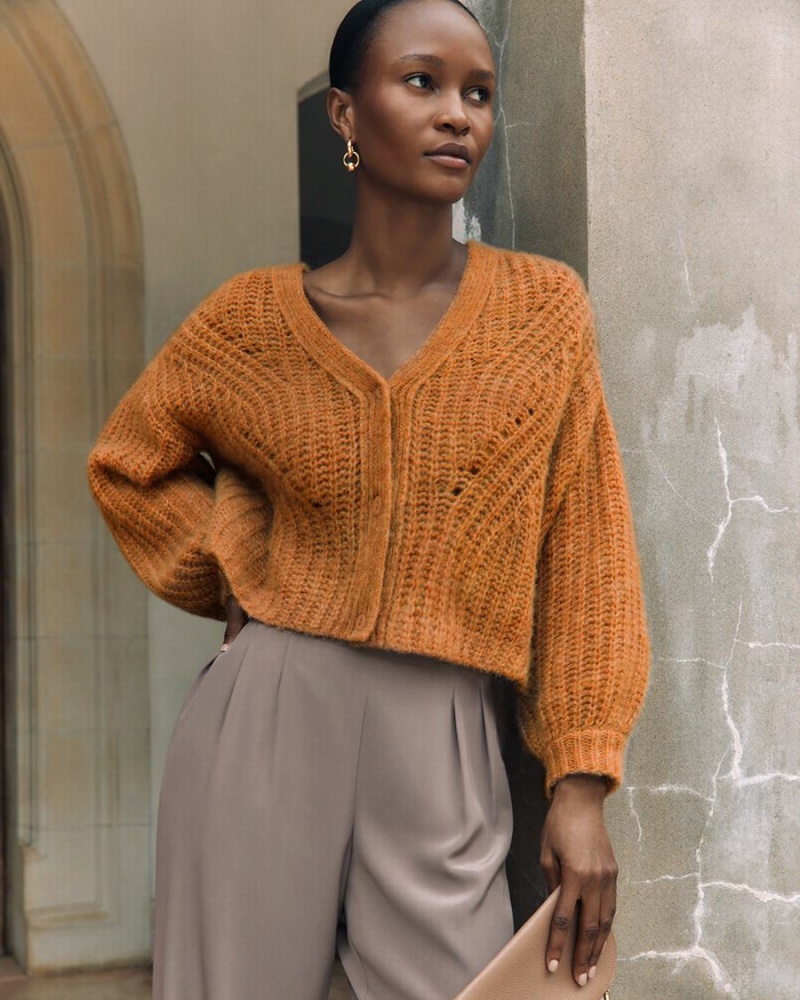 Cuyana Alpaca Wol Cropped Cardigan Dames Geel | PZQ3689XJ