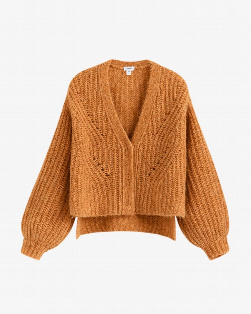 Cuyana Alpaca Wol Cropped Cardigan Dames Geel | PZQ3689XJ