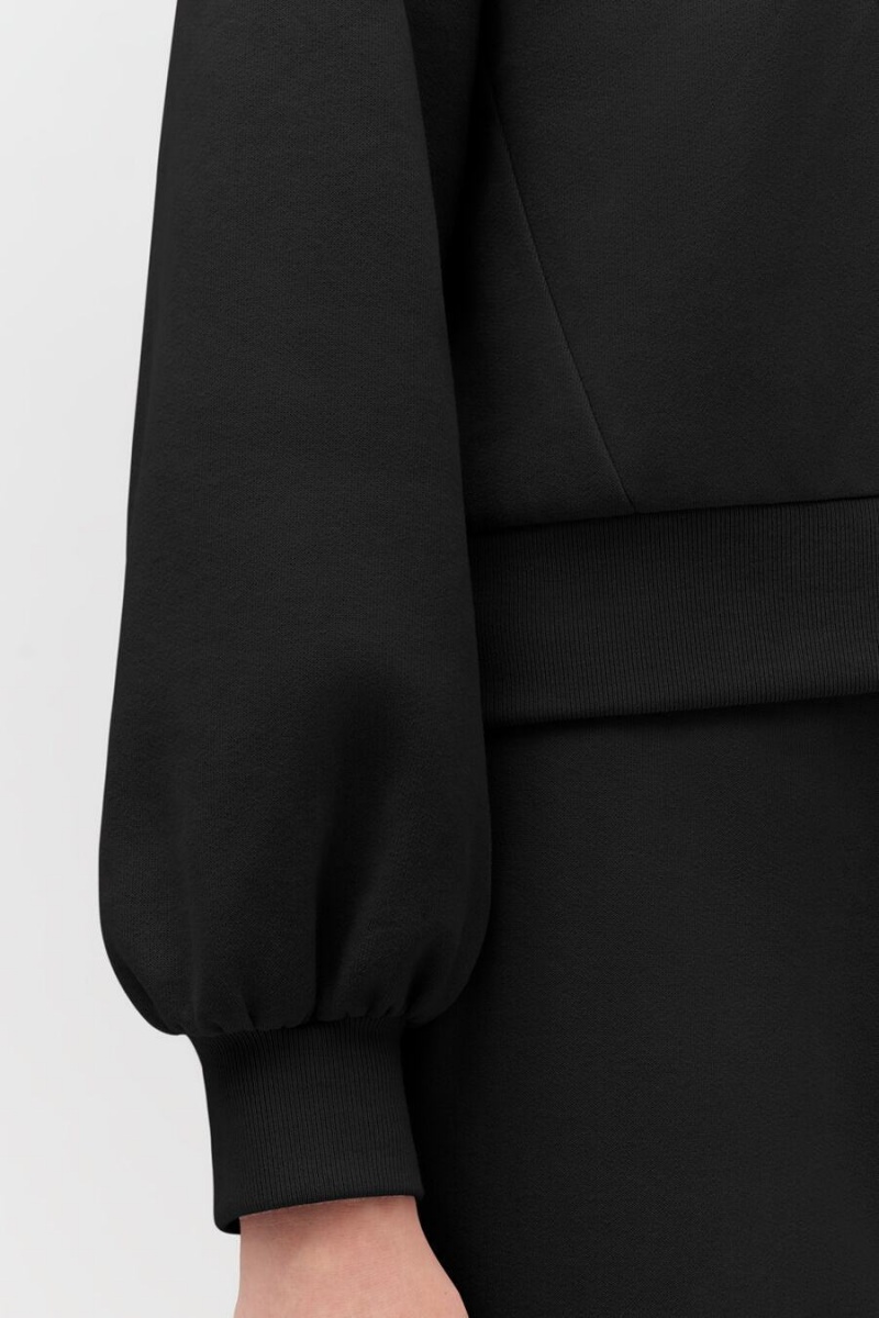 Cuyana Fleece Cropped Zip Hoodie Dames Zwart | XAU6725DN