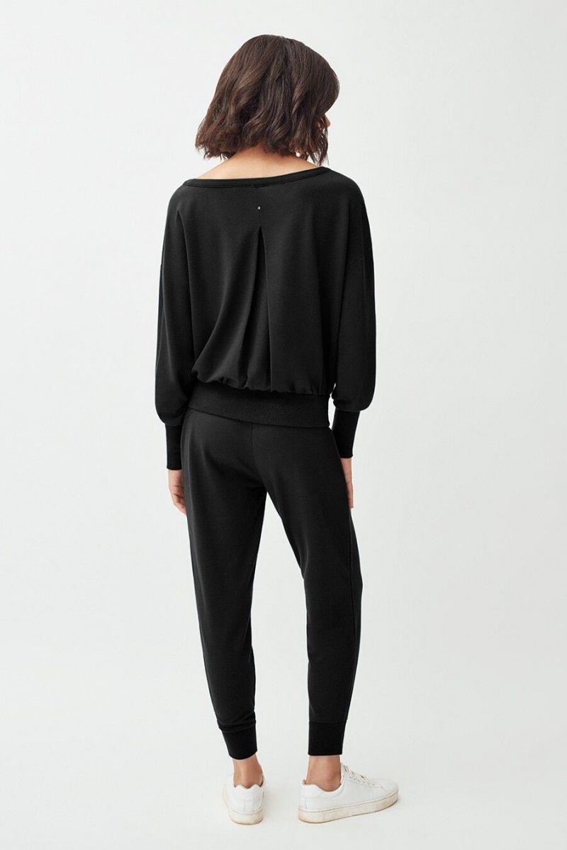 Cuyana French Terry Boatneck Sweatshirts Dames Zwart | KEM3516ZK