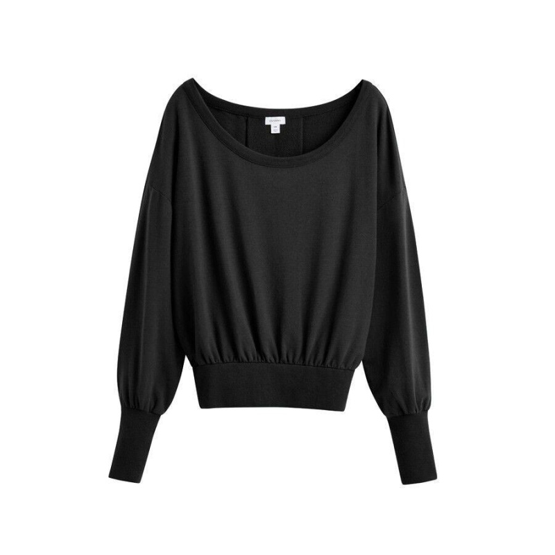 Cuyana French Terry Boatneck Sweatshirts Dames Zwart | KEM3516ZK