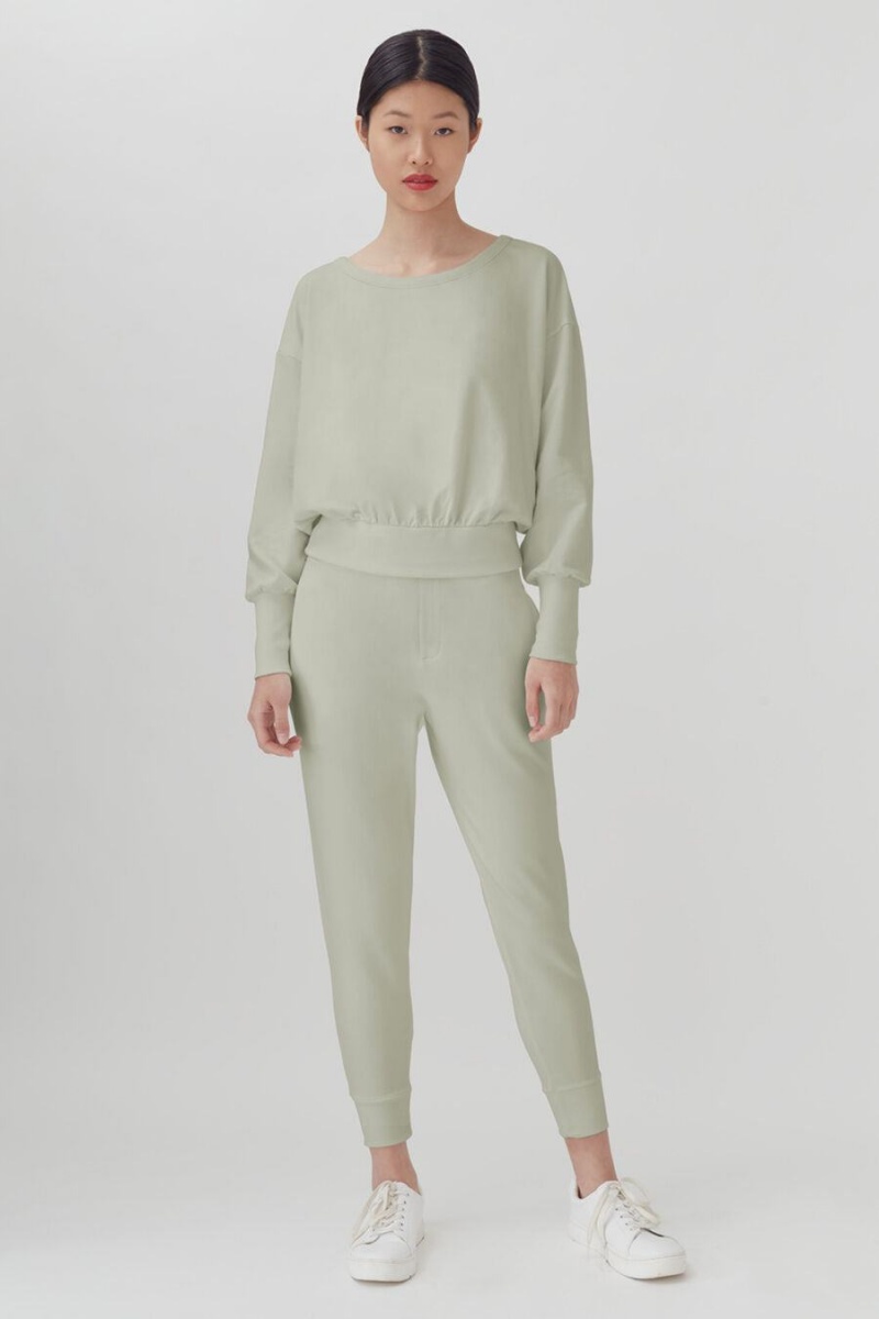 Cuyana French Terry Boatneck Sweatshirts Dames Groen | OOU9137VV