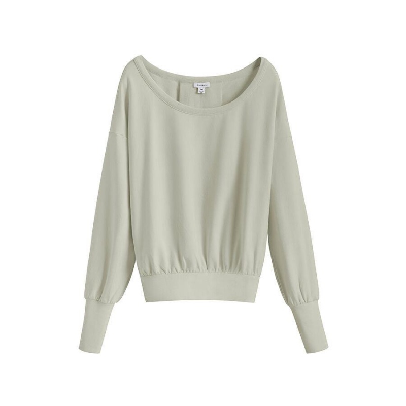 Cuyana French Terry Boatneck Sweatshirts Dames Groen | OOU9137VV
