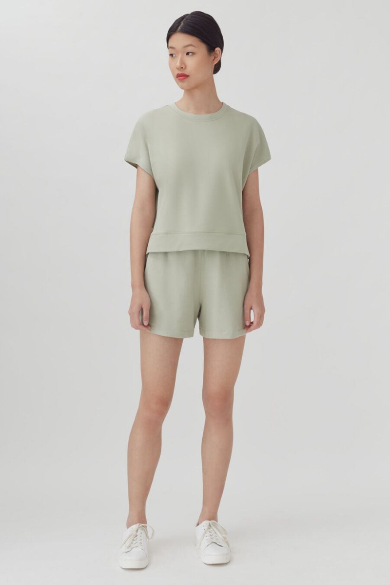 Cuyana French Terry Kort Sleeve Sweatshirts Dames Groen | JOH9235CM