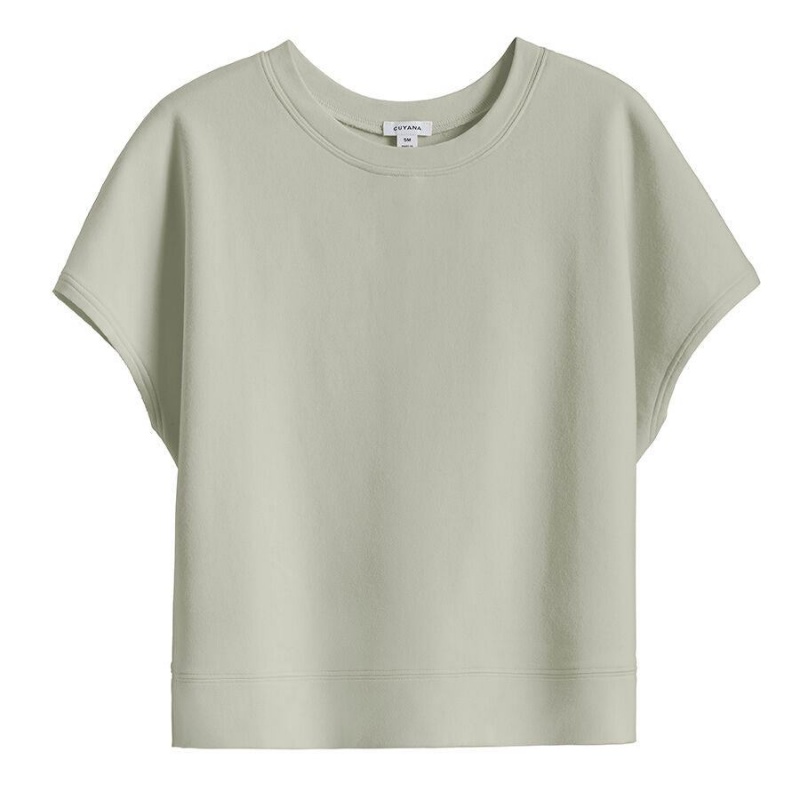 Cuyana French Terry Kort Sleeve Sweatshirts Dames Groen | JOH9235CM