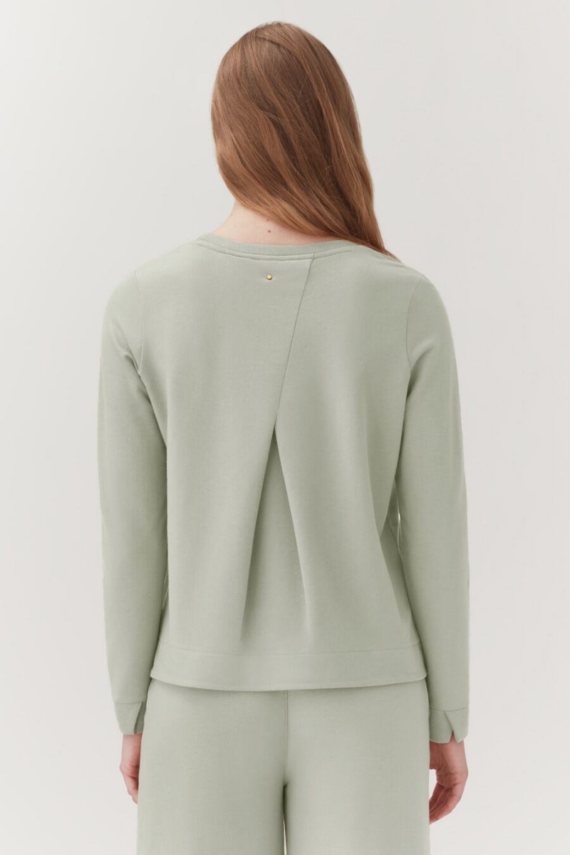 Cuyana French Terry Pleat-Back Sweatshirts Dames Groen | XEQ9451TJ