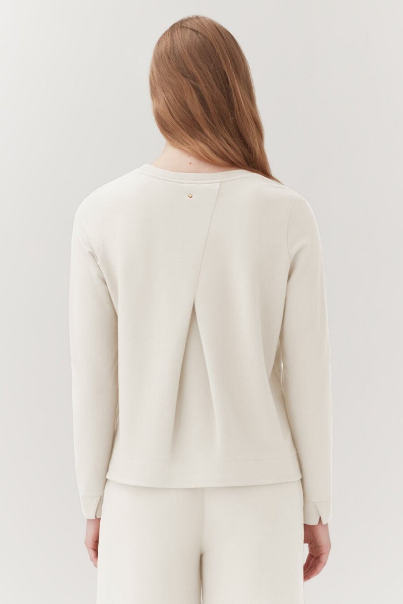 Cuyana French Terry Pleat-Back Sweatshirts Dames Wit | SUL1639GE