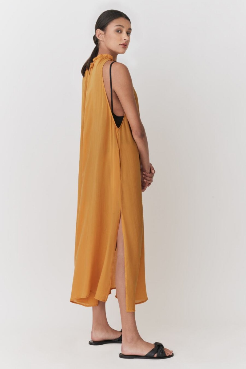 Cuyana Gathered-Neck Maxi Cover Up Jurk Dames Geel | TNA2249SH