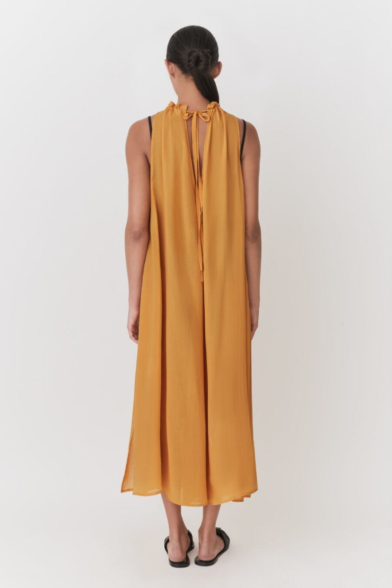 Cuyana Gathered-Neck Maxi Cover Up Jurk Dames Geel | TNA2249SH