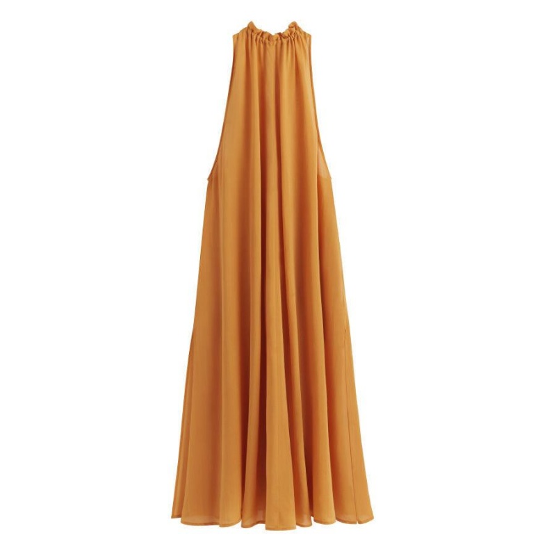 Cuyana Gathered-Neck Maxi Cover Up Jurk Dames Geel | TNA2249SH