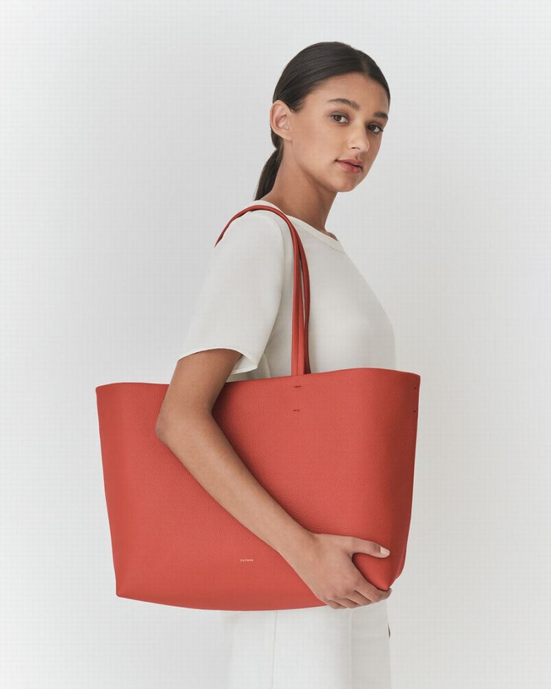 Cuyana Klassieke Easy Tote Tassen Dames Donkerkoraal | RJZ4210SE