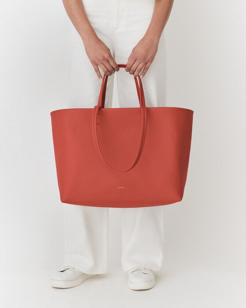 Cuyana Klassieke Easy Tote Tassen Dames Donkerkoraal | RJZ4210SE