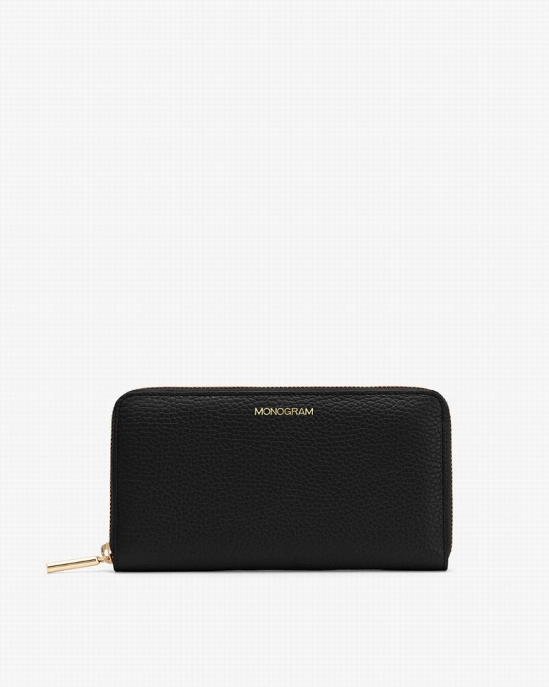 Cuyana Klassieke Zip Around Portefeuille Dames Zwart | CUK9678NT