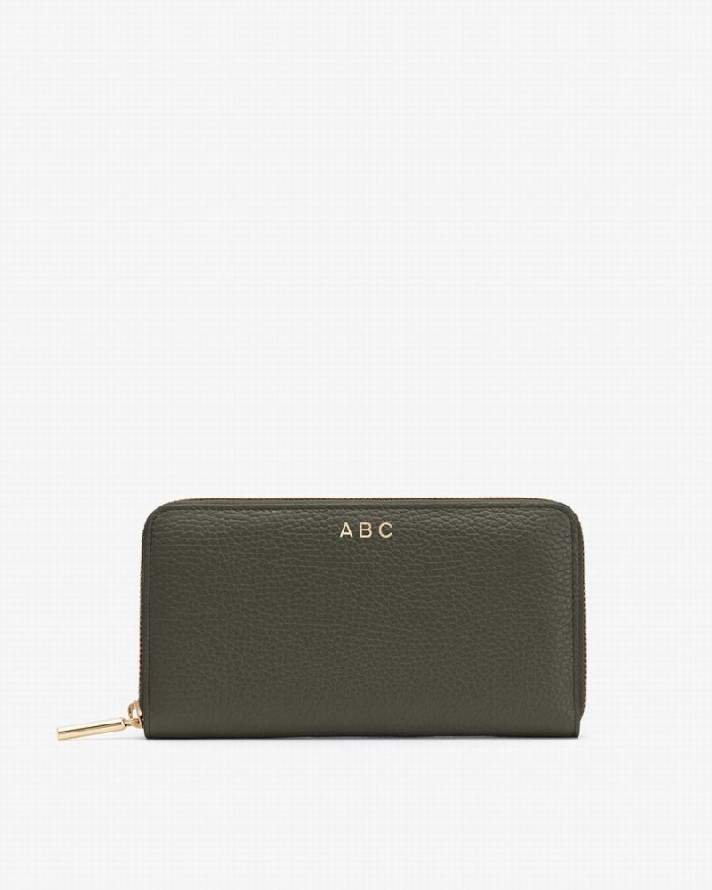 Cuyana Klassieke Zip Around Portefeuille Dames Donkergroen | UPS5019DI
