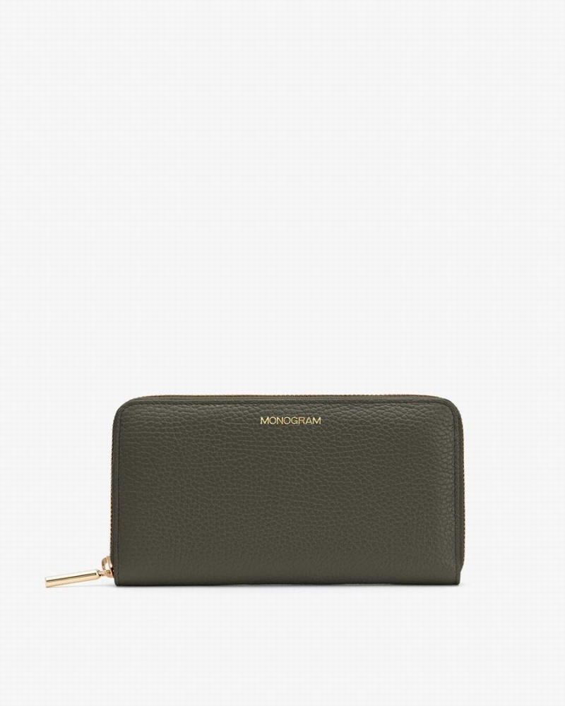 Cuyana Klassieke Zip Around Portefeuille Dames Donkergroen | UPS5019DI