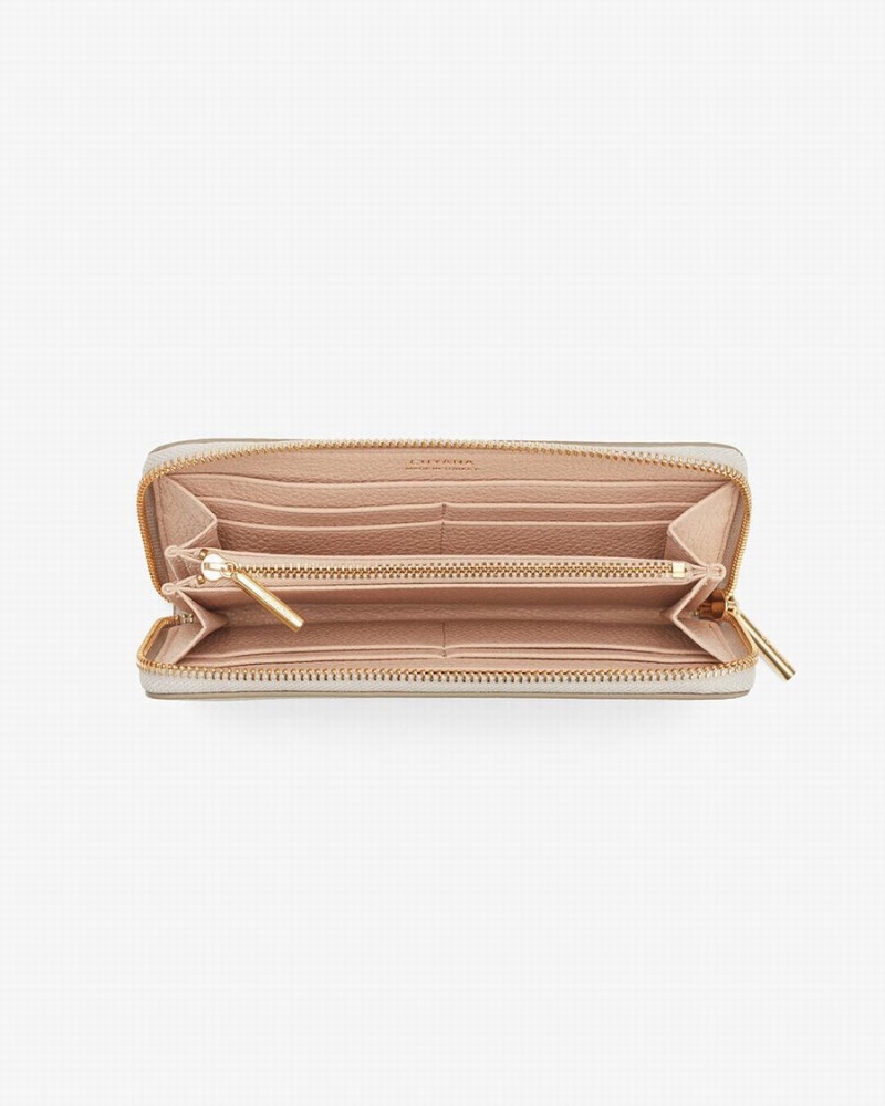 Cuyana Klassieke Zip Around Portefeuille Dames Lichtgrijs | OTO6680MA
