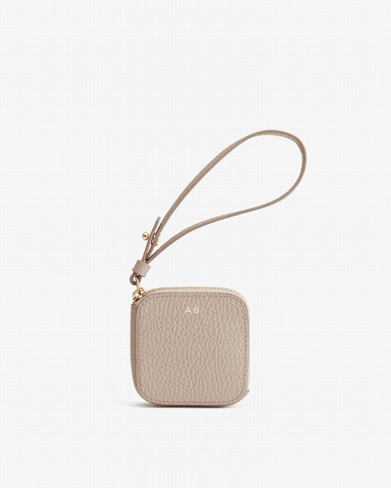 Cuyana Leren Airpod Geval Tas Dames Grijs | XAM321SW