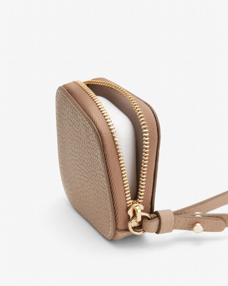 Cuyana Leren Airpod Geval Tas Dames Khaki | PAO2691WZ