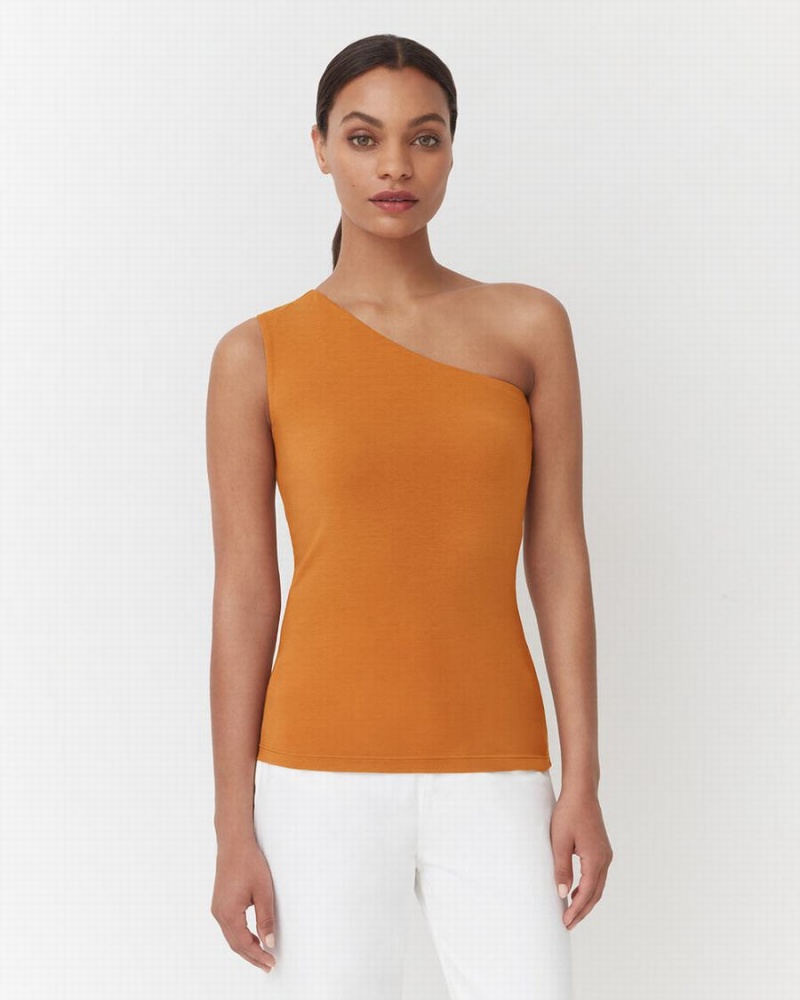 Cuyana One Shoulder Top Tanktop Dames Geel | EQX4715AU