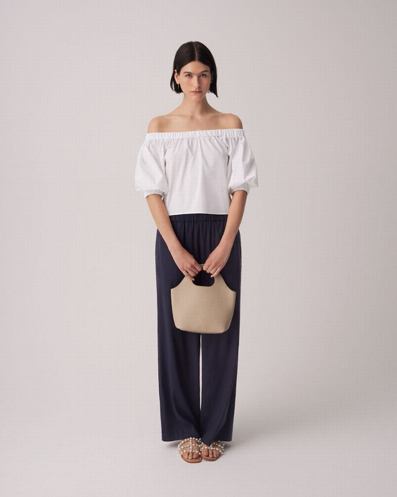 Cuyana Poplin Off-The-Shoulder Bijgesneden Tops Dames Wit | TNS4785QK