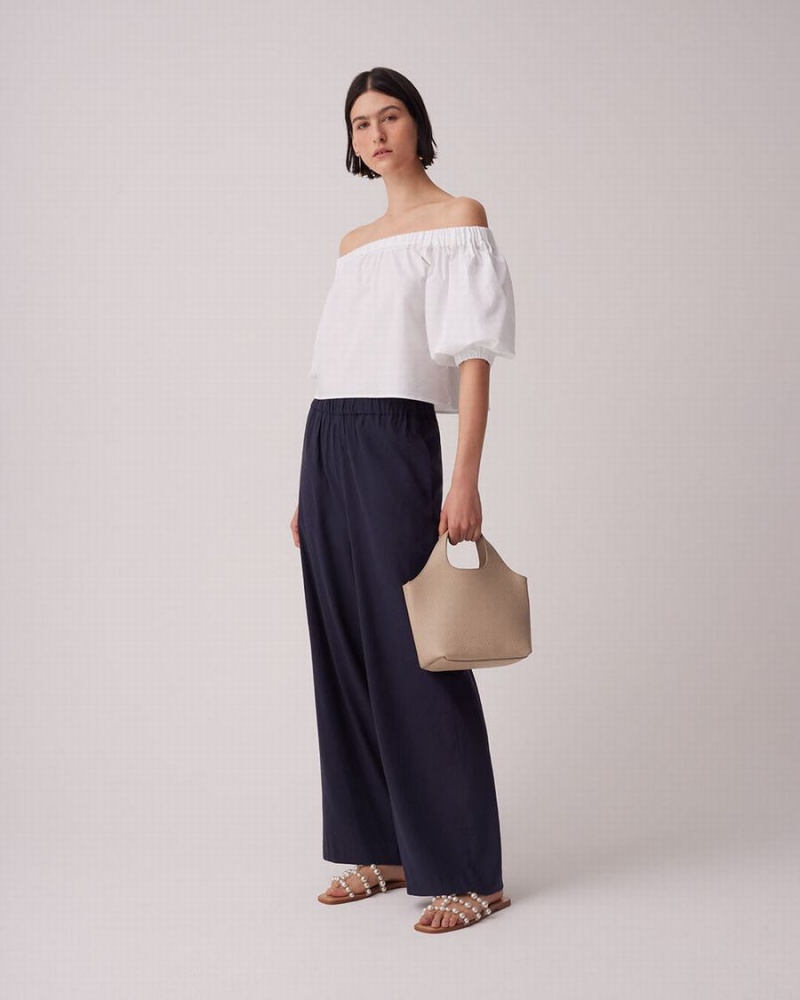 Cuyana Poplin Off-The-Shoulder Bijgesneden Tops Dames Wit | TNS4785QK