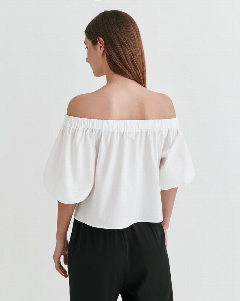 Cuyana Poplin Off-The-Shoulder Bijgesneden Tops Dames Wit | TNS4785QK
