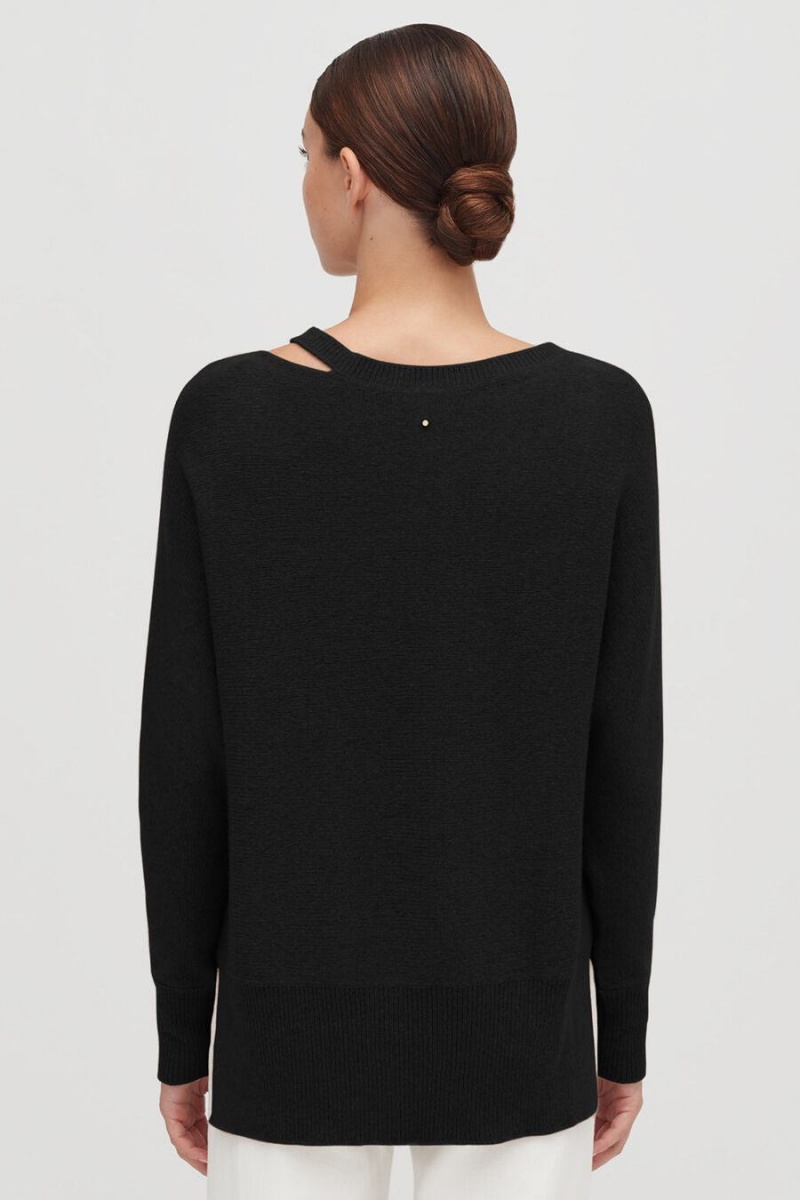 Cuyana Recycled Cashmere Split-Neck Truien Dames Zwart | ZUG4432SL