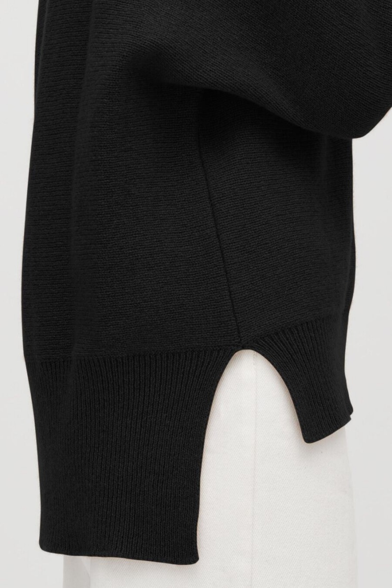 Cuyana Recycled Cashmere Split-Neck Truien Dames Zwart | ZUG4432SL