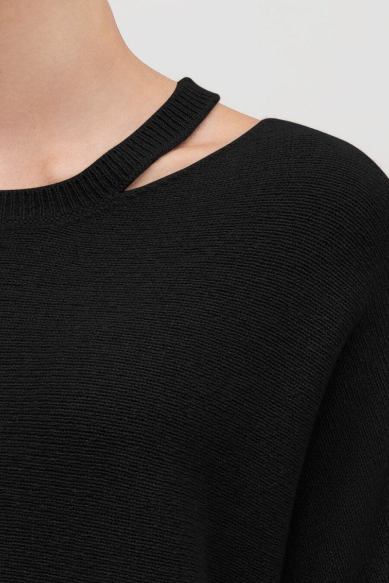 Cuyana Recycled Cashmere Split-Neck Truien Dames Zwart | ZUG4432SL