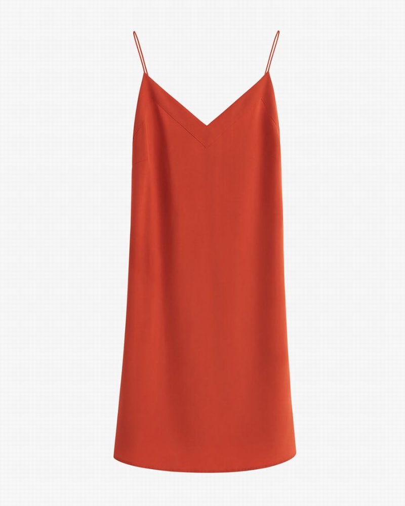 Cuyana Silk Kort Slip Jurk Dames Oranje | CNY2539AX