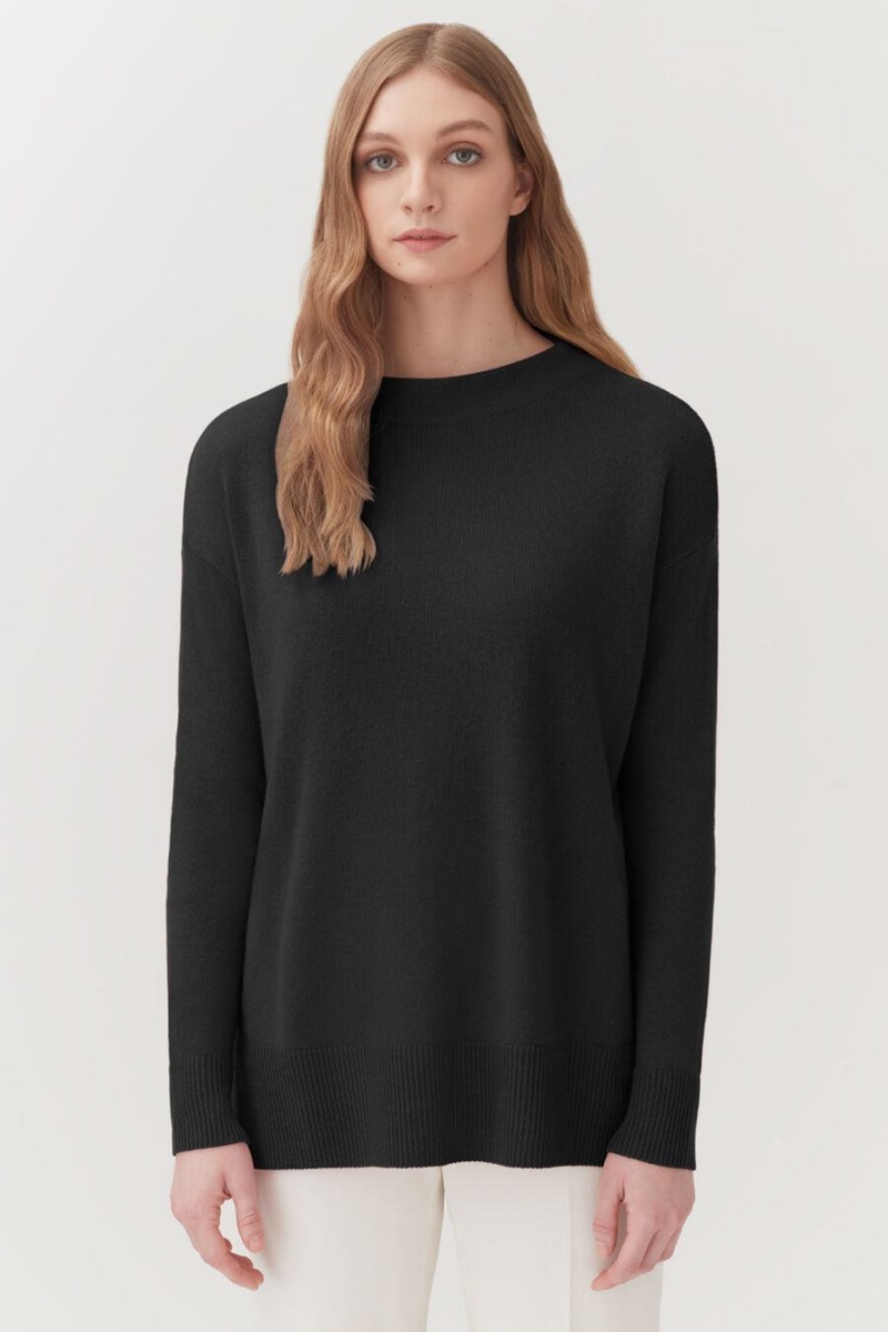 Cuyana Single-Origin Cashmere Funnel Neck Truien Dames Zwart | PWV2962PR