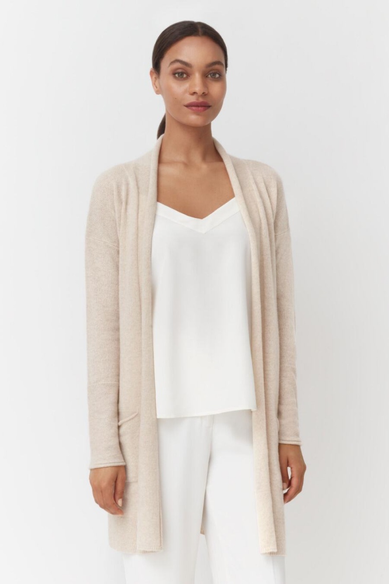 Cuyana Single-Origin Cashmere Long Cardigan Dames Beige | WTX2722PF