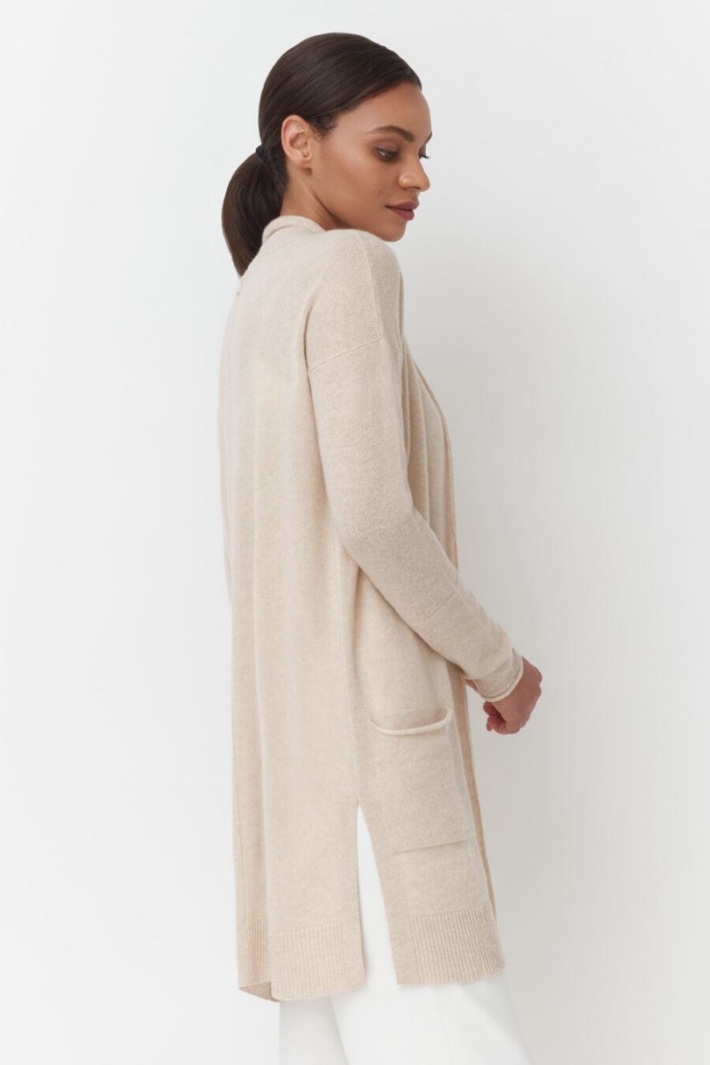 Cuyana Single-Origin Cashmere Long Cardigan Dames Beige | WTX2722PF