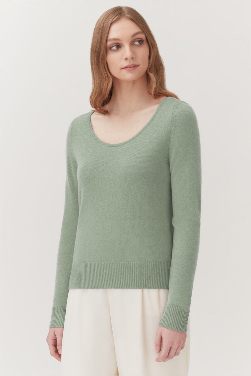 Cuyana Single-Origin Cashmere Scoop Neck Truien Dames Groen | PCP8893ZL