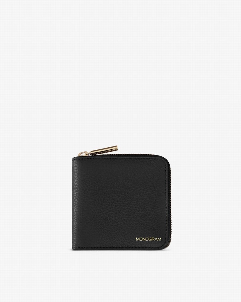 Cuyana Small Klassieke Zip Around Portefeuille Dames Zwart | HEG2556AI
