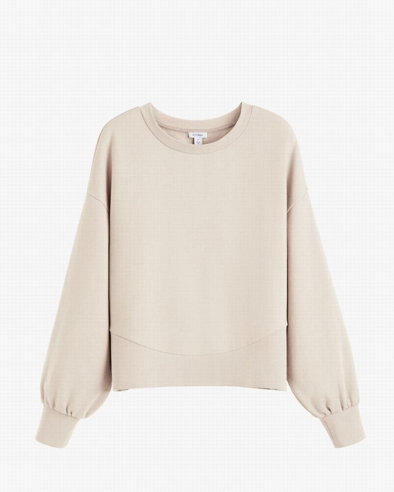 Cuyana Terry Balloon Sleeve Sweatshirts Dames Room Wit | JSZ4612ZW