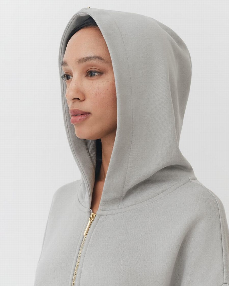 Cuyana Terry Zip Front Hoodie Dames Grijs | KVI1578QQ