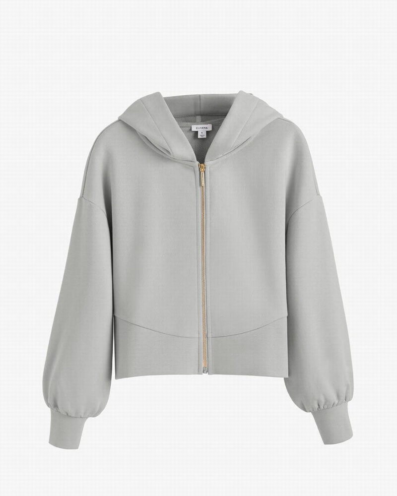 Cuyana Terry Zip Front Hoodie Dames Grijs | KVI1578QQ