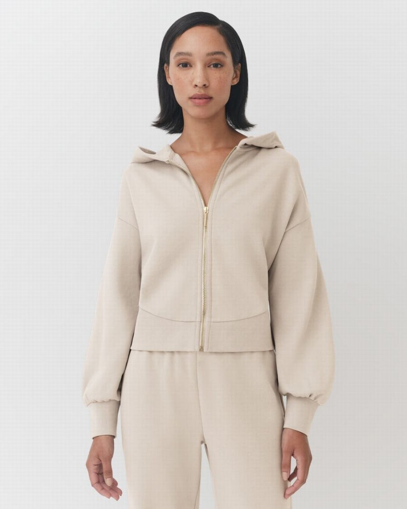 Cuyana Terry Zip Front Hoodie Dames Room Wit | FWS4137UX