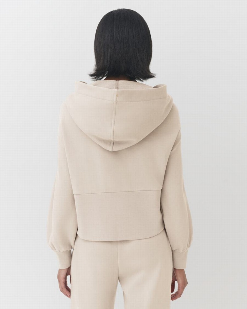 Cuyana Terry Zip Front Hoodie Dames Room Wit | FWS4137UX